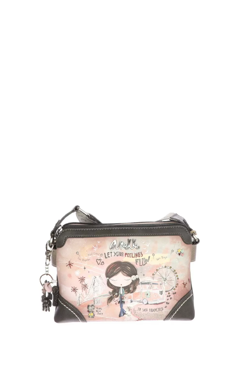 Best Borsa A Tracolla Peace & Love Rosa A 2 Scomparti Anekke Accessori Donna