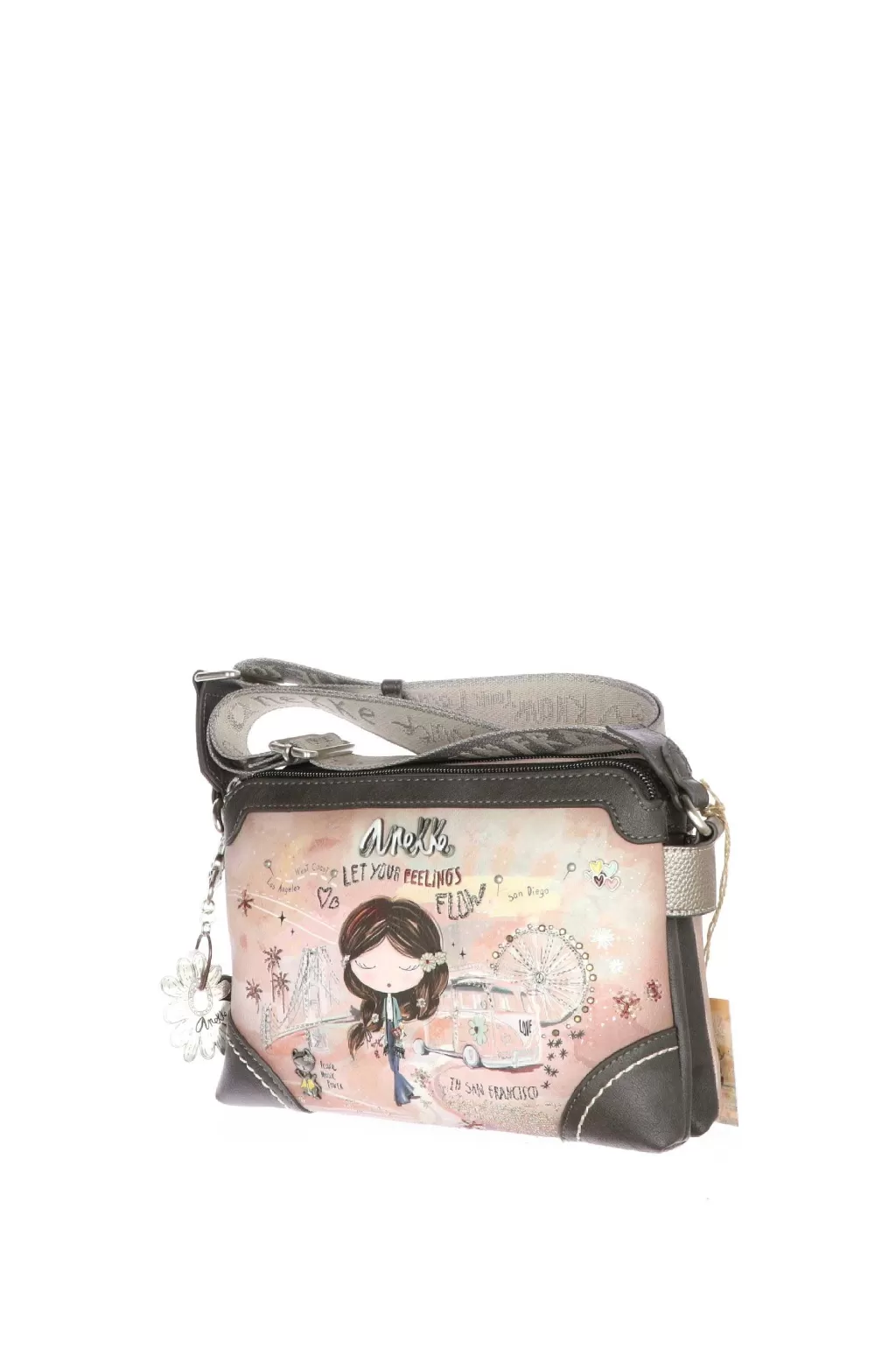 Best Borsa A Tracolla Peace & Love Rosa A 2 Scomparti Anekke Accessori Donna