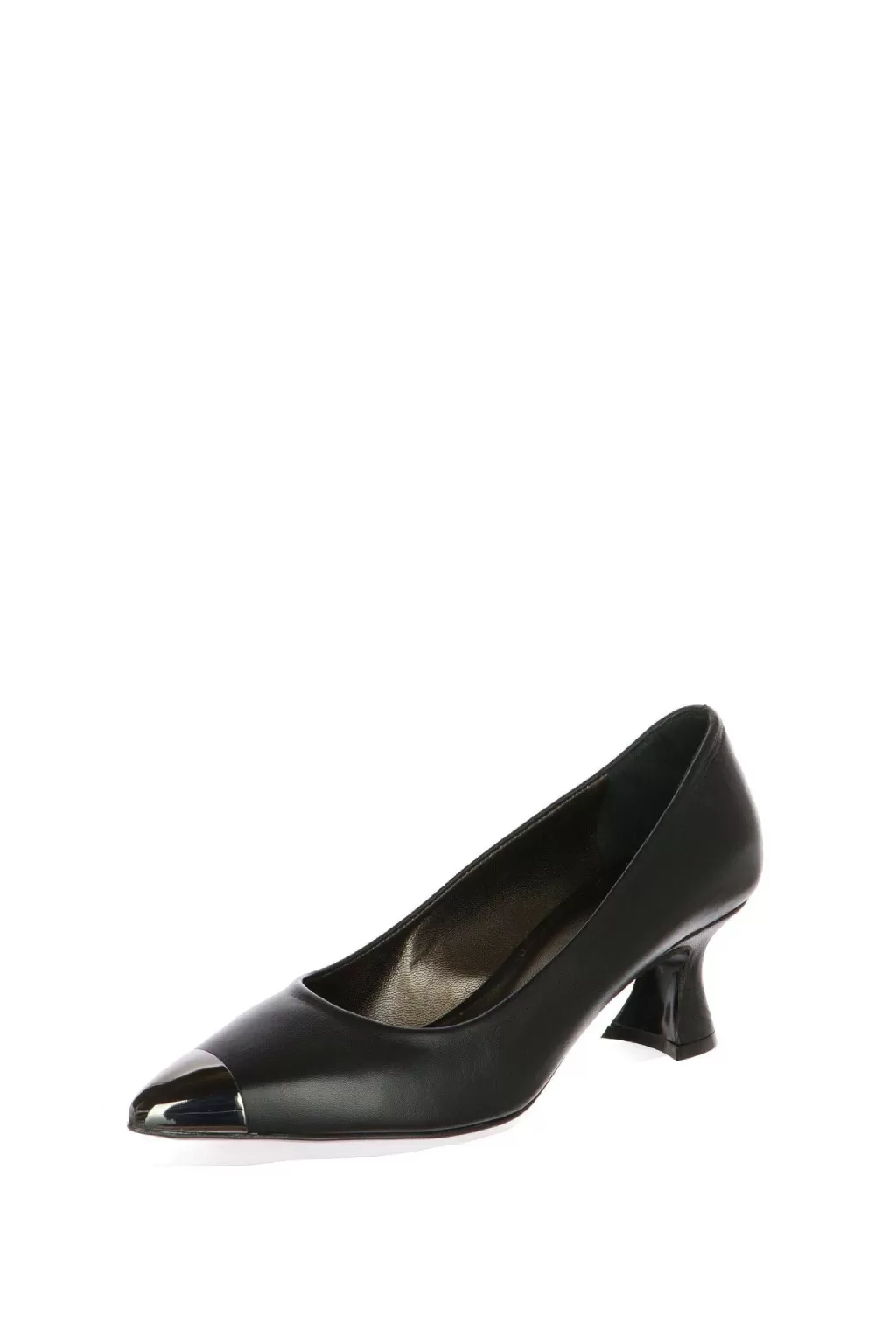 Fashion Decollete Nero In Pelle Punta Acciaio Dal 33 Al 43 Donna Decollete E Slingback