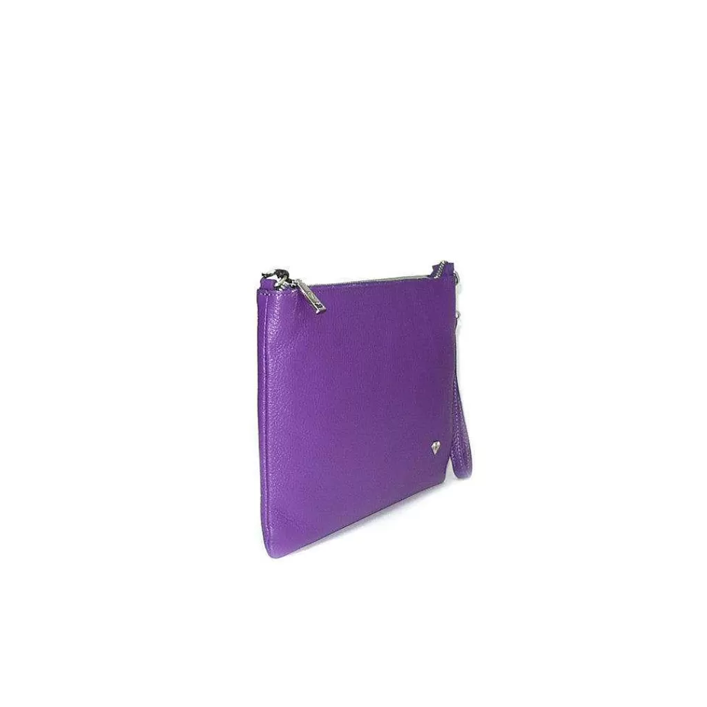 Clearance Pochette In Vera Pelle Nera O Viola Caleidos Accessori Donna