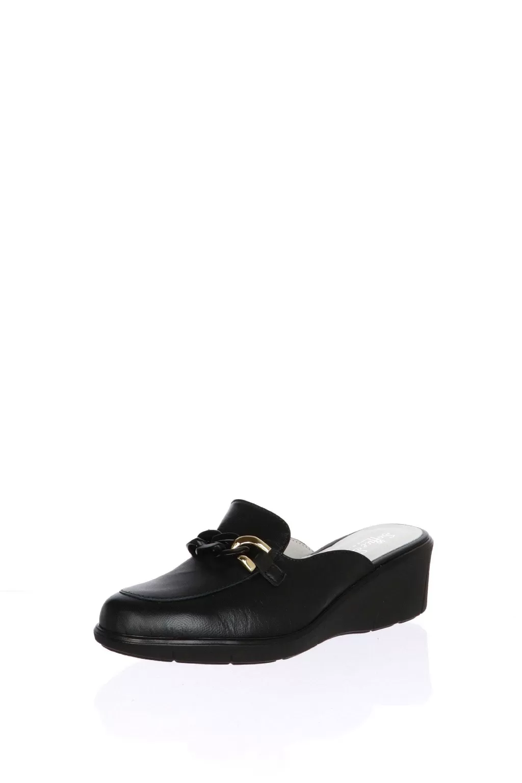 Clearance Sabot In Pelle Nera O Beige Con Zeppa Soffice Sogno Donna Sandali E Sabot