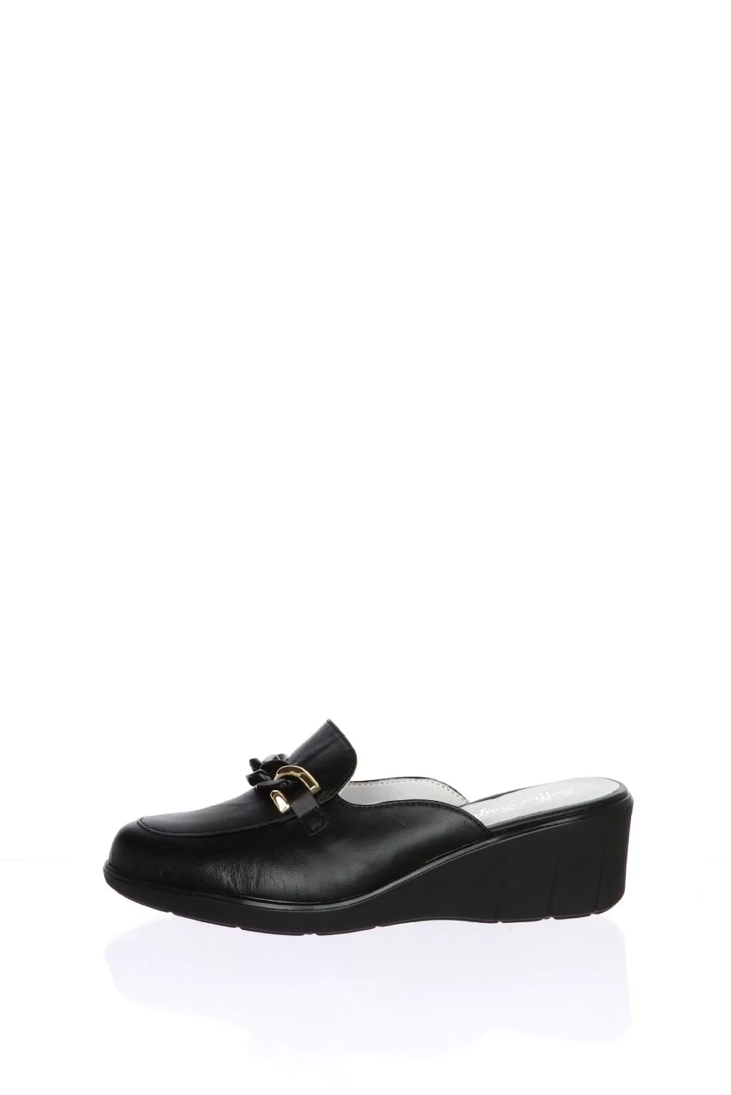 Clearance Sabot In Pelle Nera O Beige Con Zeppa Soffice Sogno Donna Sandali E Sabot
