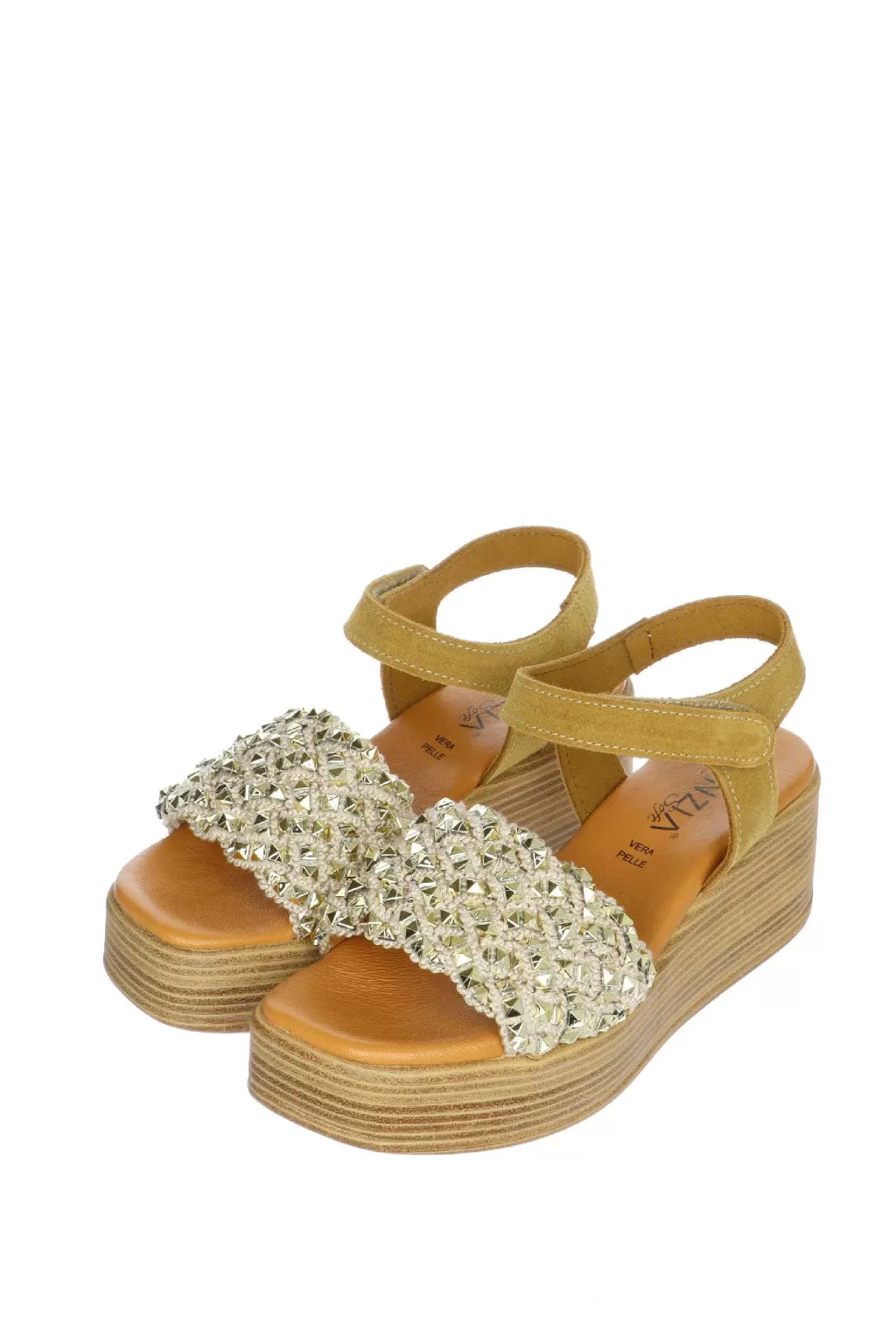 Cheap Sandalo Con Fascia Decorata Zeppa Media Cinzia Soft Donna Sandali E Sabot