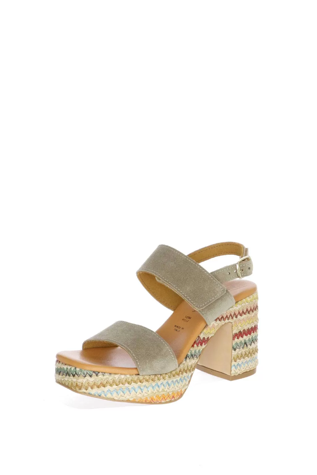 New Sandalo Due Fasce Tacco Colorato Pregunta Donna Sandali E Sabot