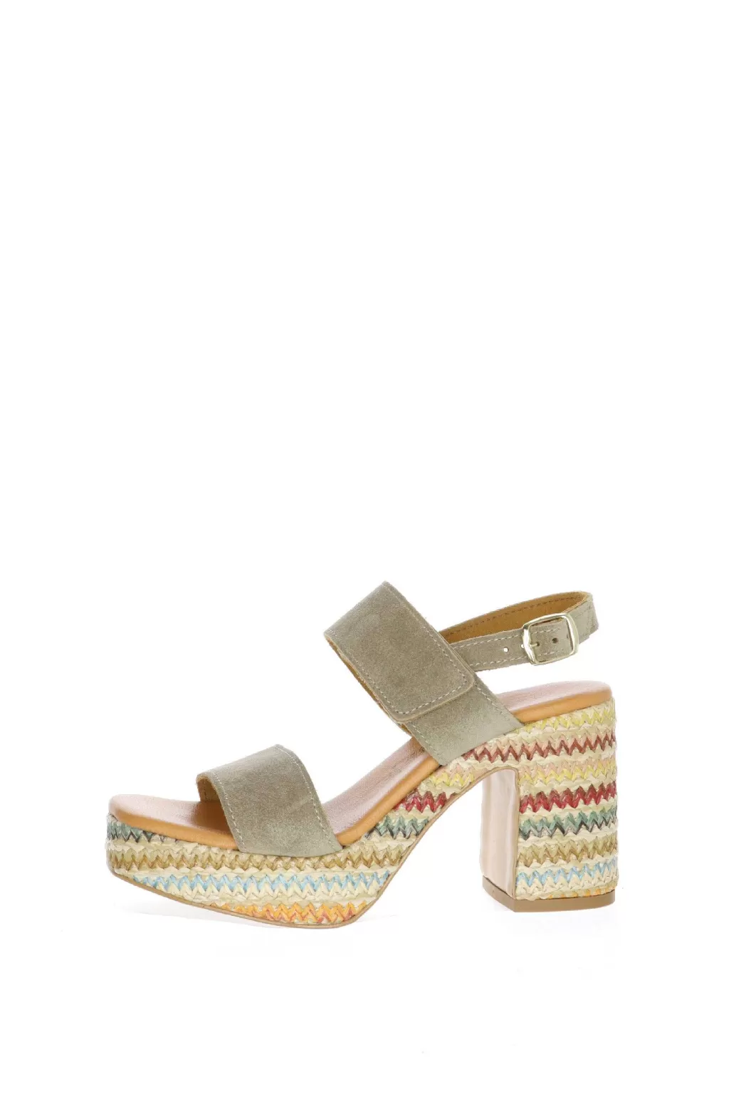New Sandalo Due Fasce Tacco Colorato Pregunta Donna Sandali E Sabot