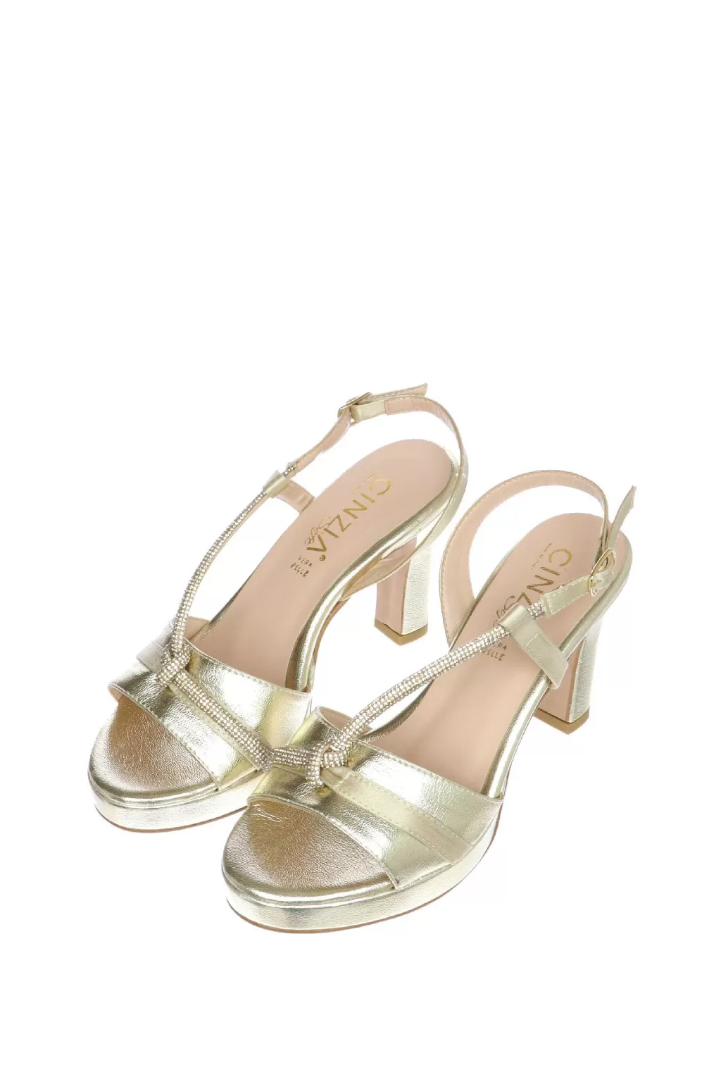 Best Sale Sandalo Elegante In Pelle Laminata Platino O Argento Cinzia Soft Donna Sandali E Sabot