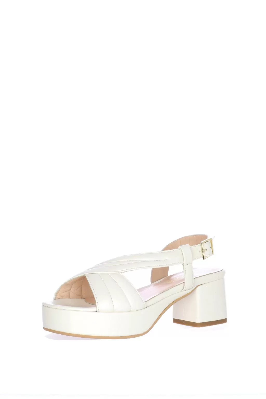 Cheap Sandalo In Nappa Beige Con Tacco Largo Soffice Sogno Donna Sandali E Sabot