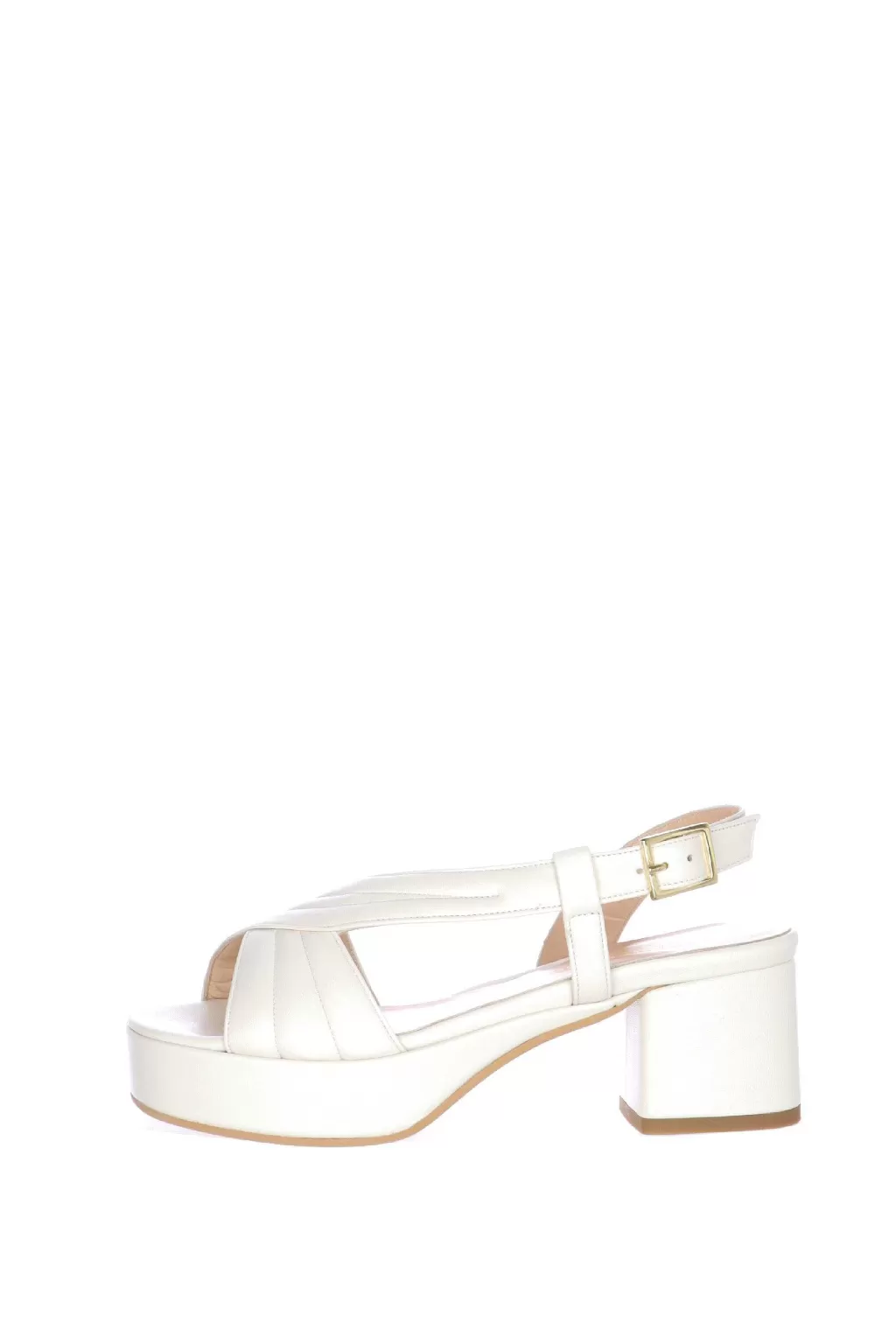Cheap Sandalo In Nappa Beige Con Tacco Largo Soffice Sogno Donna Sandali E Sabot