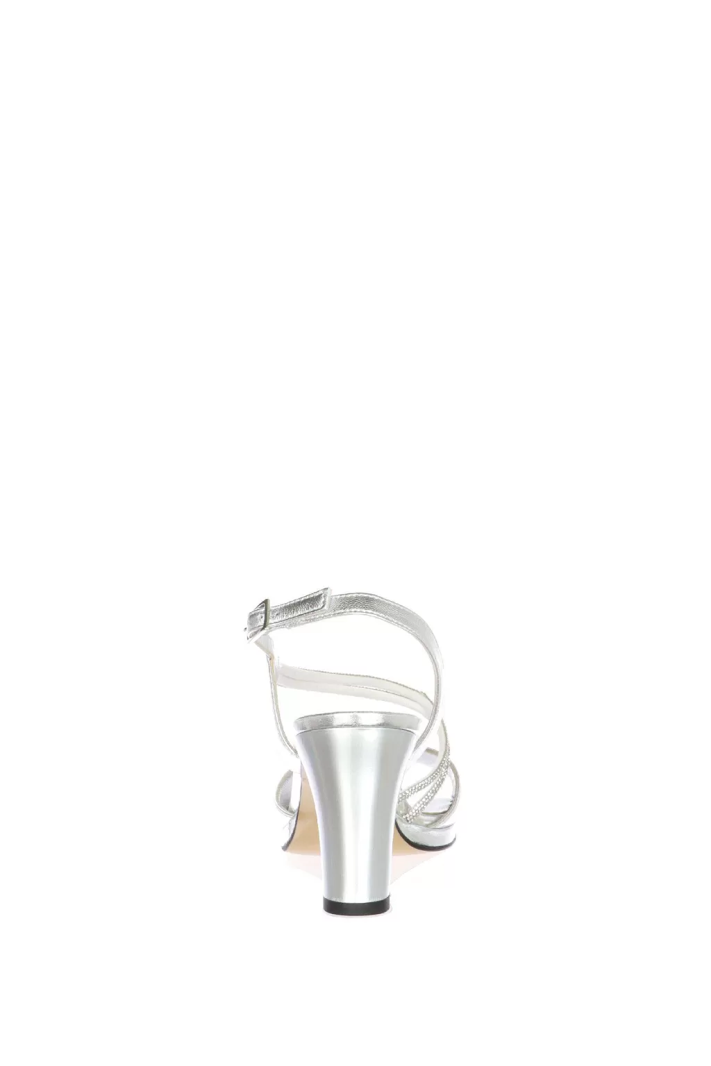 Clearance Sandalo In Pelle Laminata Argento Con Tubo Di Strass Soffice Sogno Donna Sandali E Sabot