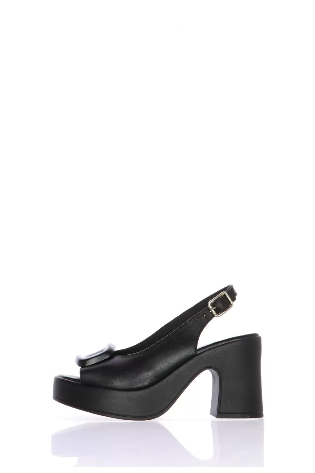 Shop Sandalo In Pelle Nero Con Tacco Largo Dorking By Fluchos Donna Sandali E Sabot