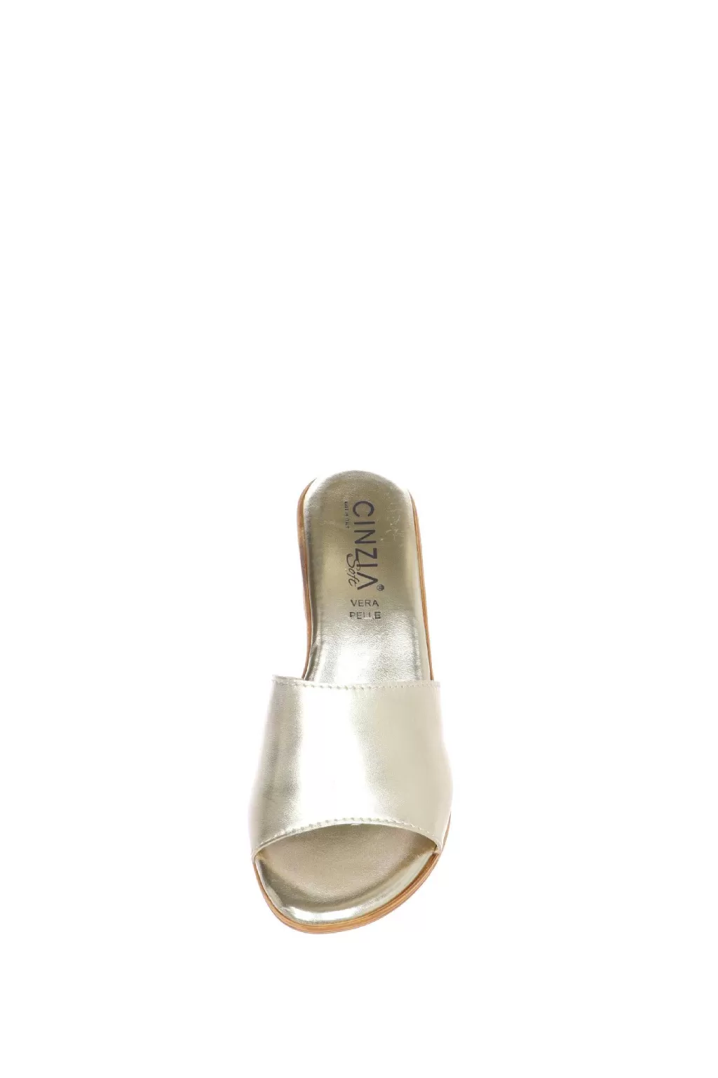 Best Sale Sandalo Scalzato Con Tacco In Pelle Oro Cinzia Soft Donna Sandali E Sabot