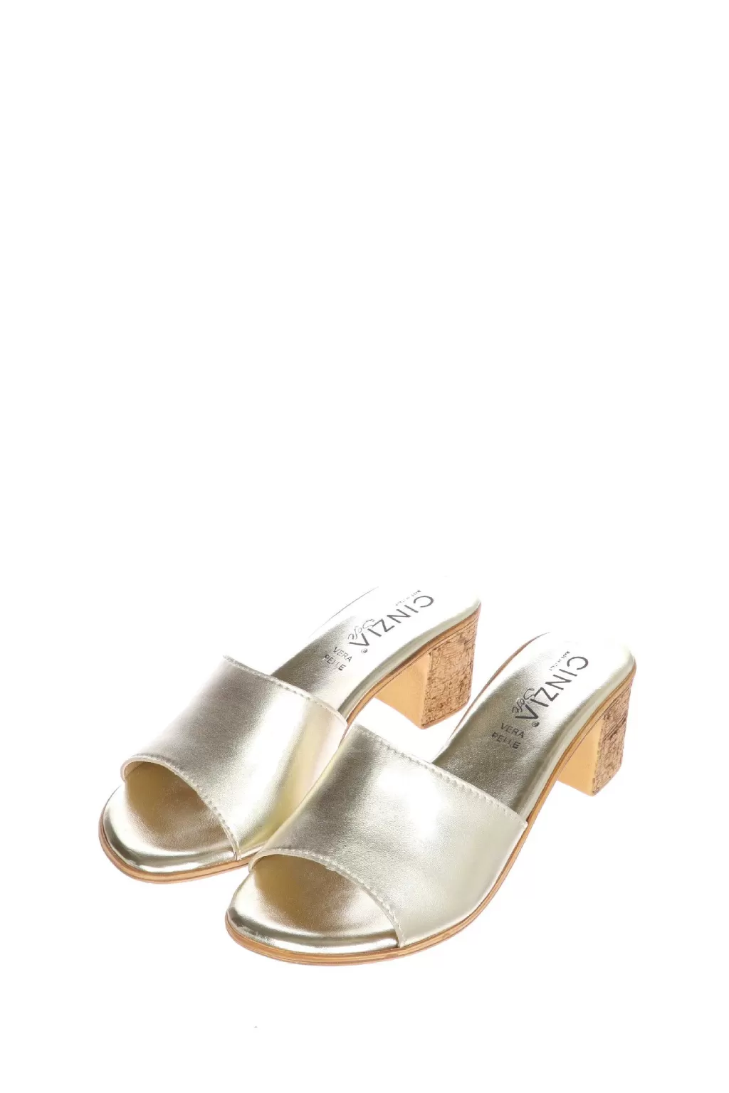 Best Sale Sandalo Scalzato Con Tacco In Pelle Oro Cinzia Soft Donna Sandali E Sabot