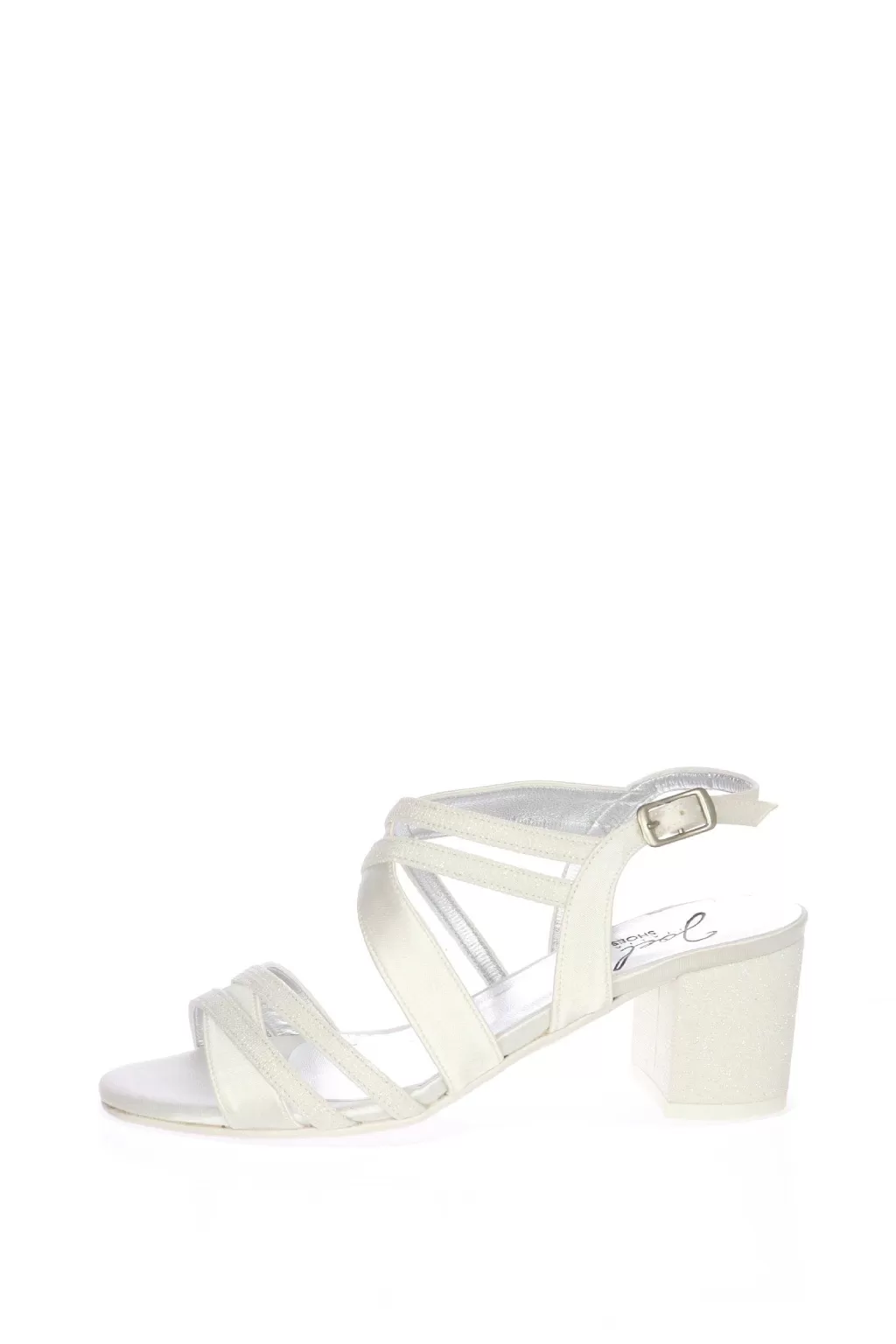 Store Sandalo Sposa Basso Bianco Seta E Glitter Joel 6051 Sposa Sandali Sposa
