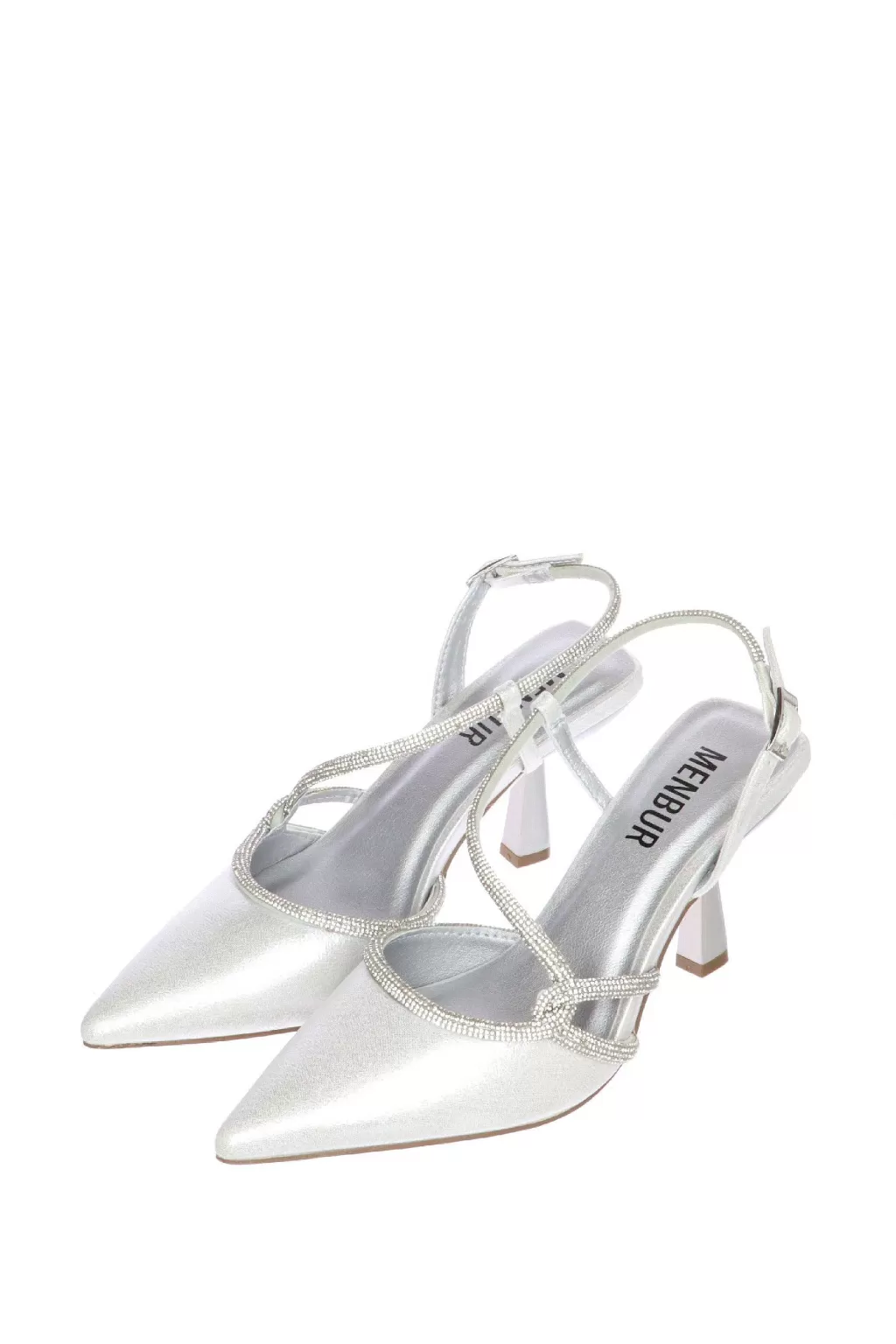 Sale Slingback Argento O Oro Con Tubo Di Strass Menbur Donna Decollete E Slingback