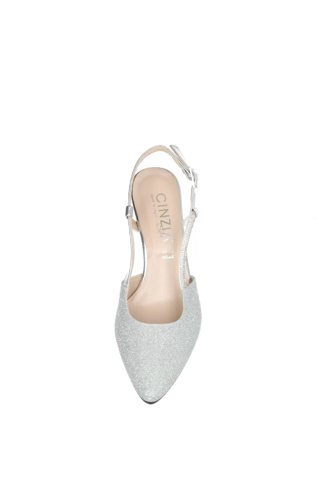 Outlet Slingback Cerimonia Tessuto Glitter Blu Cinzia Soft Donna Decollete E Slingback