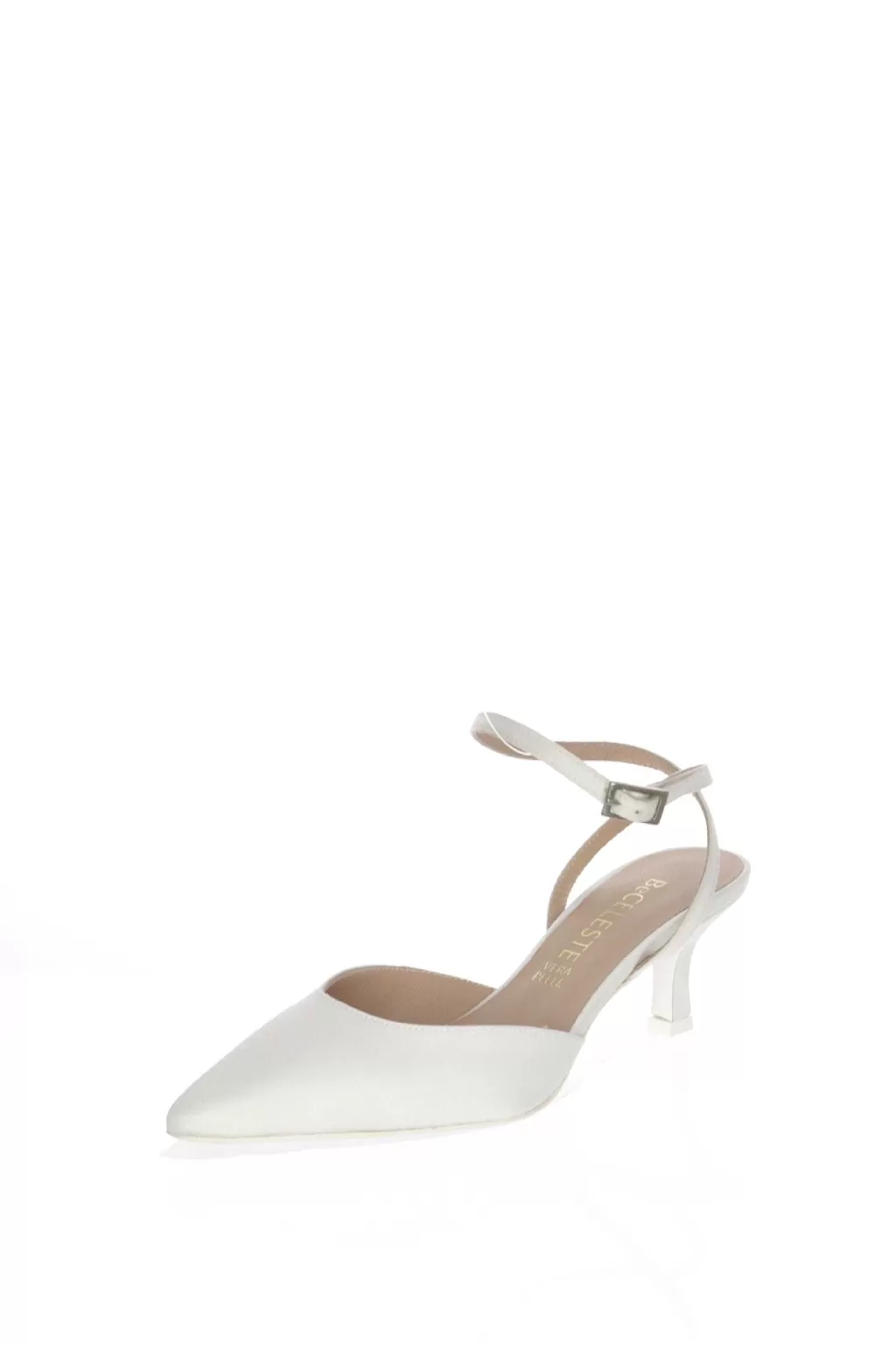 Sale Slingback Ginevra In Raso Bianco Seta Con Cinturino A Caviglia Sposa Decollete E Slingback