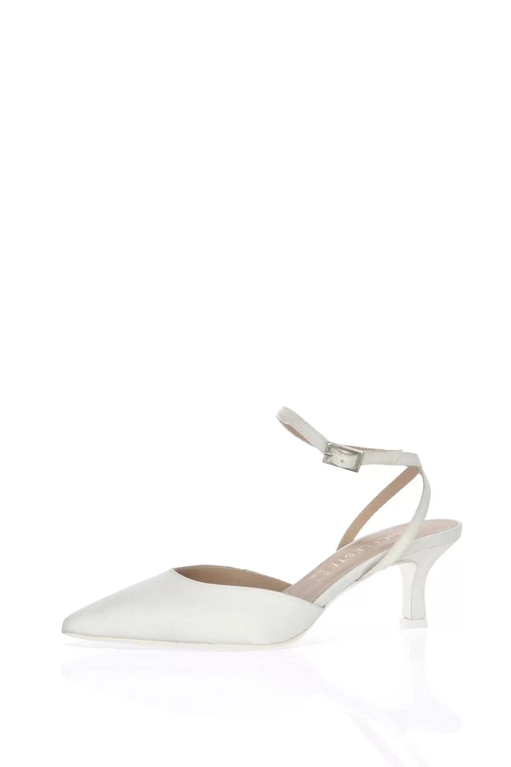 Sale Slingback Ginevra In Raso Bianco Seta Con Cinturino A Caviglia Sposa Decollete E Slingback