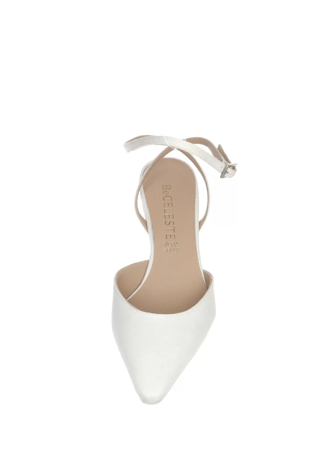 Sale Slingback Ginevra In Raso Bianco Seta Con Cinturino A Caviglia Sposa Decollete E Slingback