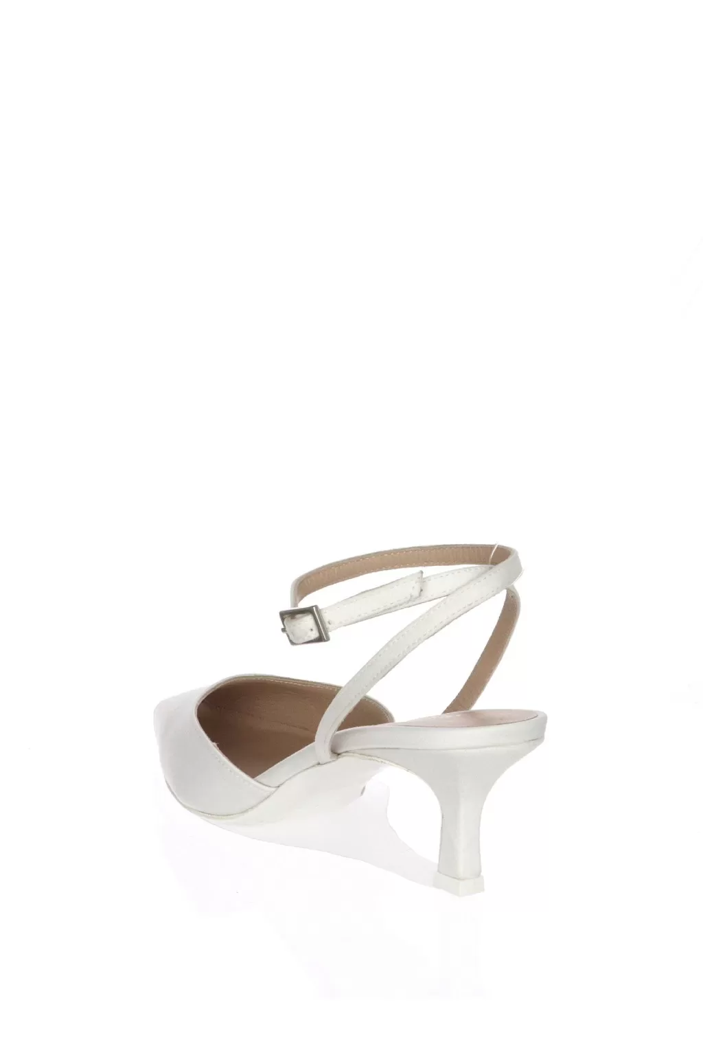Sale Slingback Ginevra In Raso Bianco Seta Con Cinturino A Caviglia Sposa Decollete E Slingback