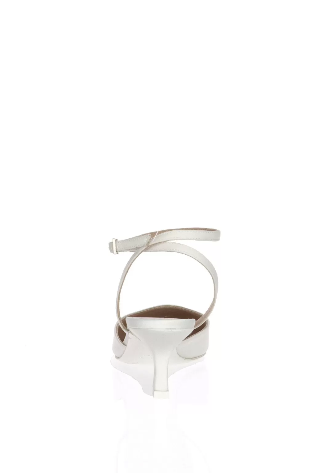 Sale Slingback Ginevra In Raso Bianco Seta Con Cinturino A Caviglia Sposa Decollete E Slingback
