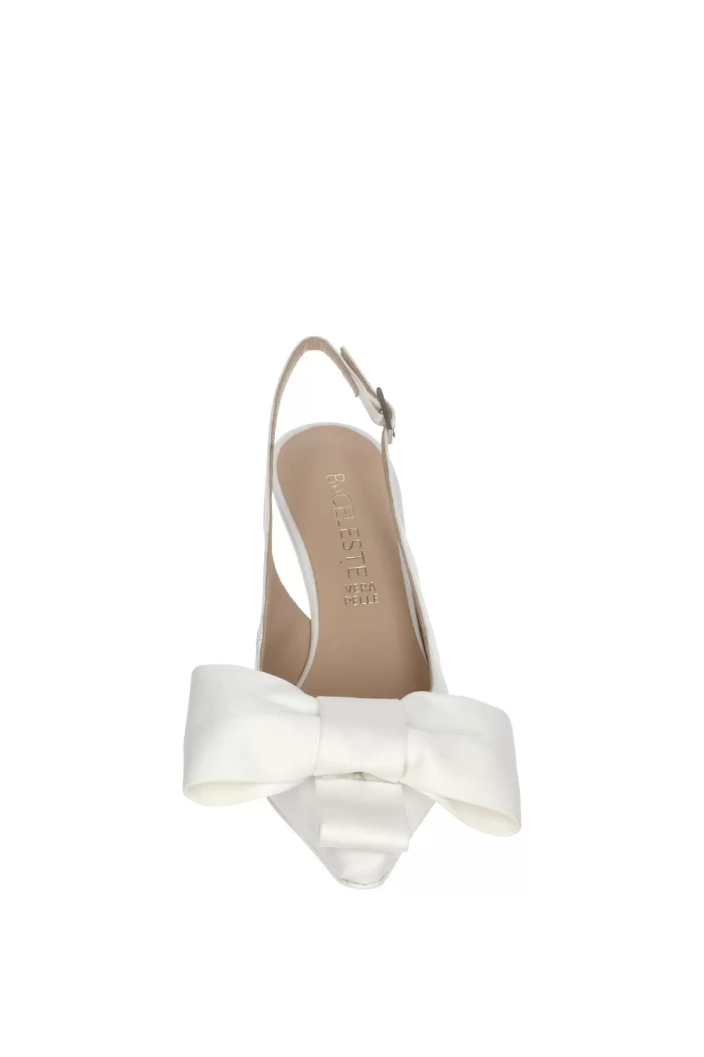 New Slingback Giulia In Raso Bianco Seta Con Fiocco Sposa Decollete E Slingback