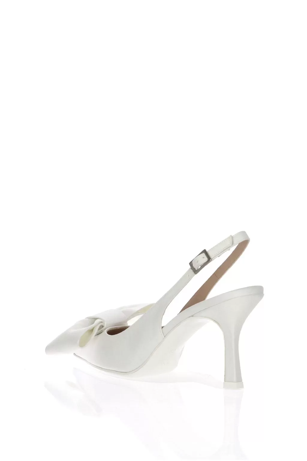 New Slingback Giulia In Raso Bianco Seta Con Fiocco Sposa Decollete E Slingback
