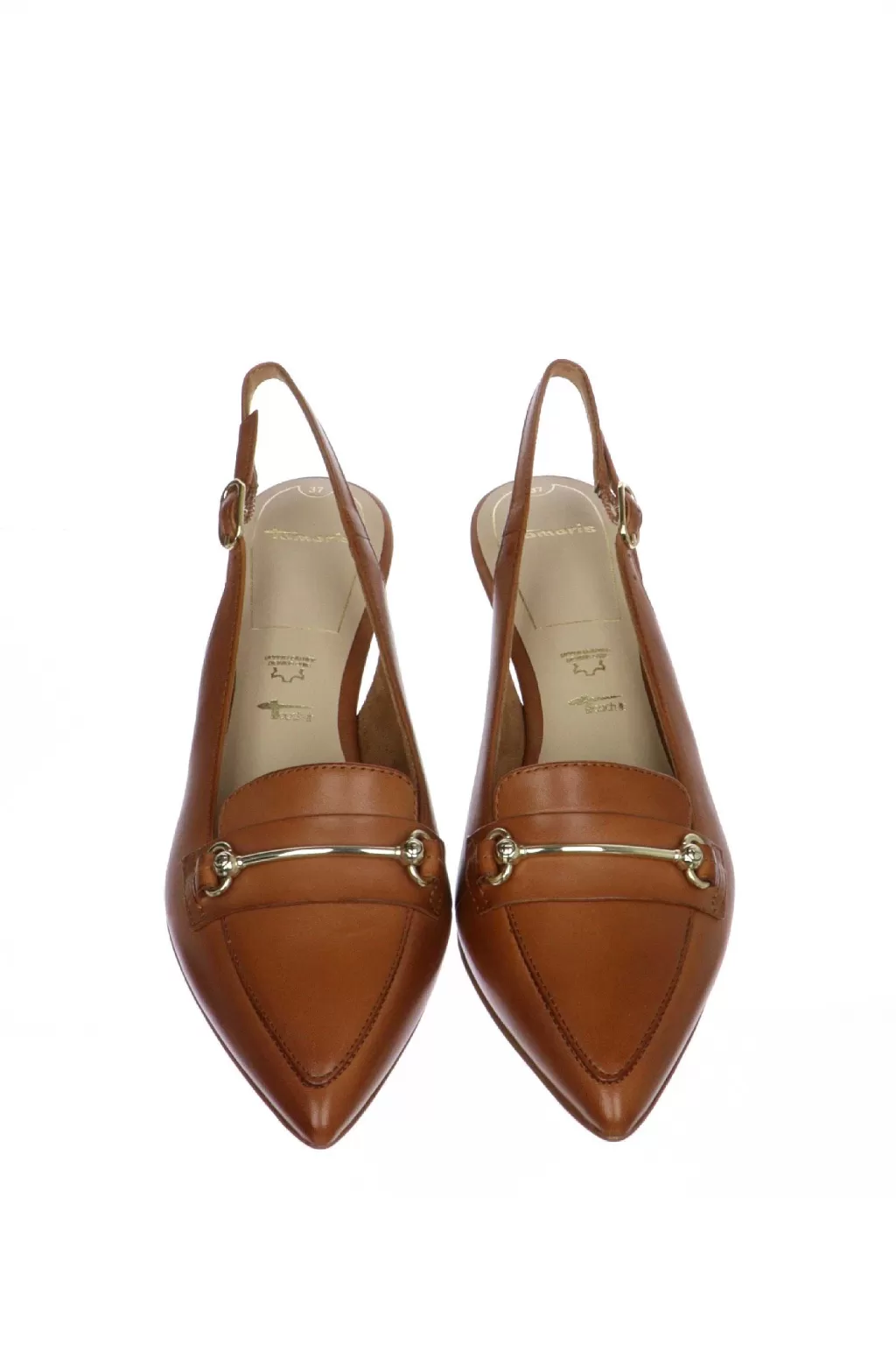 Discount Slingback In Pelle Nera, Beige O Cuoio Con Fibbia Tamaris Donna Decollete E Slingback