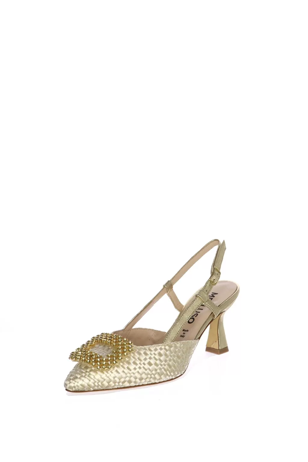 Best Slingback In Tessuto Intrecciato Con Gioiello Melluso Donna Decollete E Slingback