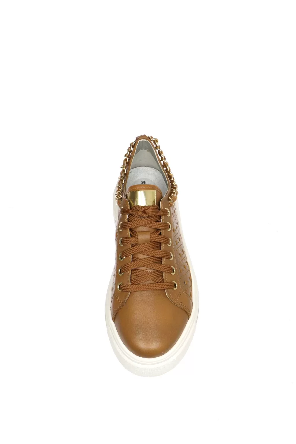Hot Sneakers In Pelle Cuoio Con Catena Dorata Cinzia Soft Donna Mocassini E Sneaker